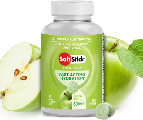 Vista 19 de SaltStick Electrolyte FastChews con cafeína – 60 tabletas masticables Citrus Burst – Tabletas de sal para correr e hidratar, masticables