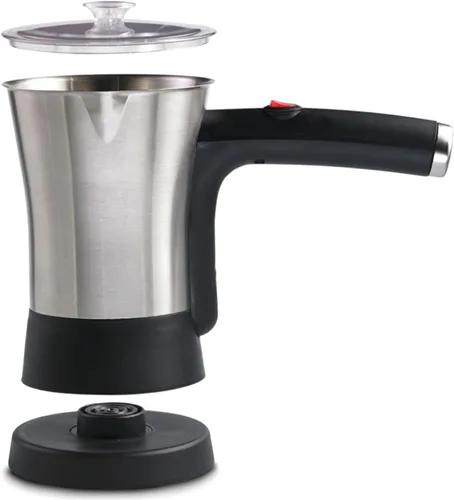 Vista 8 de Cafeteras turcas Brentwood 800 W de acero inoxidable eléctrica turca griega cafetera (plata)