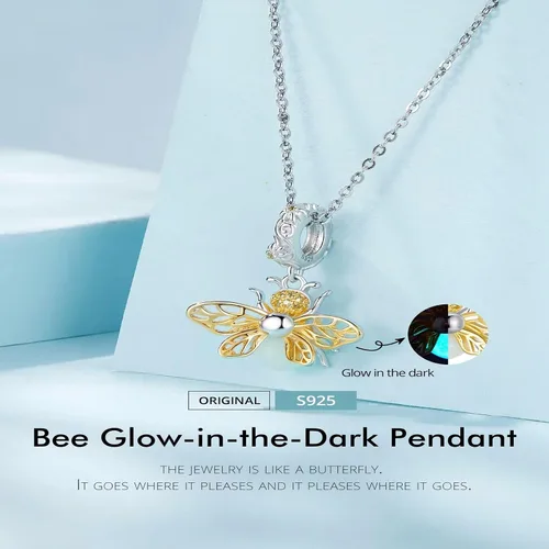 Vista 8 de Qings Colgante luminoso de plata de ley 925 que brilla en la oscuridad, para collares o pulseras, lindos animales, abalorios, regalo para mujeres