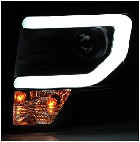 Vista 4 de Lámparas Zmautoparts para faro delantero de proyección con barra DRL, color negro, 2 unidades, Carcasa negra con lente transparente