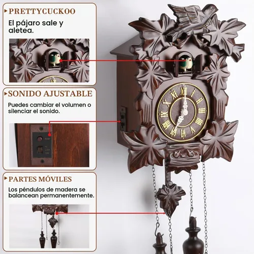 Vista 4 de Kendal MX313 reloj cucú de madera hecho a mano