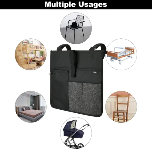 Vista 3 de Cosmos Organizador lateral para reposabrazos, organizador de mesita de noche, litera, bolsa de almacenamiento para silla de ruedas, bolsa