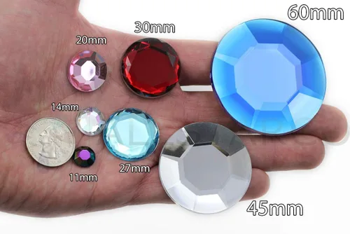 Vista 2 de Allstarco Cuentas de diamantes de imitación para coser con parte trasera plana de 0.472 in para manualidades, gemas redondas de plástico acrílico