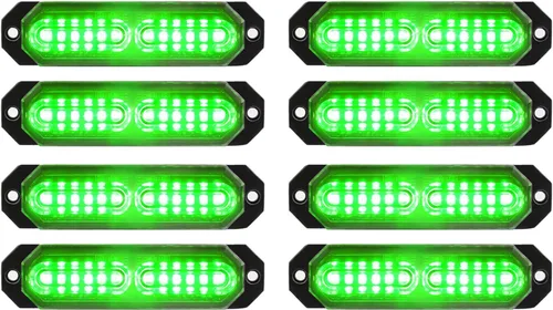 Vista 8 de ASPL 8 luces estroboscópicas intermitentes de montaje en superficie ultra delgadas de 12 LED para camión, automóvil, vehículo, LED, mini rejilla