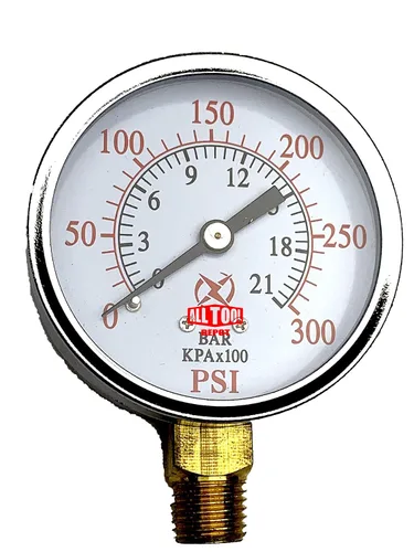 Vista 11 de Medidor de presión de aire de 1-1/2" con montaje inferior en el lado, rosca NPT de 1/8", esfera de 1-1/2" - 0 a 160 PSI