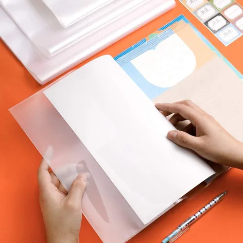 Vista 4 de EULANT 10 fundas de plástico transparente con cierre autoadhesivo ajustable, cubierta transparente para chaqueta, tamaño 16K para libros de 7.5 x