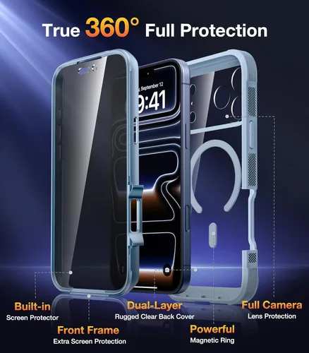 Vista 180 de DIACLARA - Funda transparente compatible con iPhone XR 6.1 pulgadas 2018