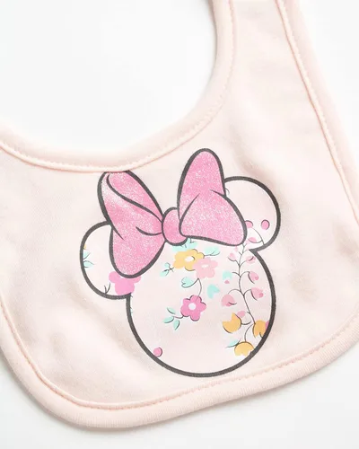 Vista 5 de Disney Conjunto de canastilla de Minnie Mouse para bebé, 3 piezas, pantalones y babero (recién nacido)