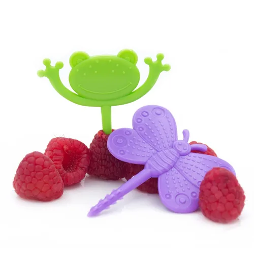 Vista 3 de BapronBaby Garden Foodie Picks (paquete de 2 unidades, rana y mariposa), utensilios para niños pequeños + preescolares, sin BPA, aptos