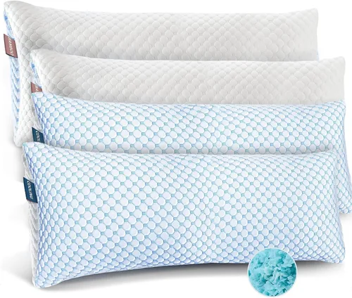 Vista 13 de Nestl Juego de 2 almohadas refrescantes para dormir, almohadas de espuma viscoelástica triturada de lujo tamaño estándar, juego de 2 almohadas