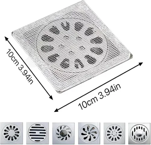 Vista 2 de Adhesivo desechable de drenaje de suelo de 4 x 4 pulgadas, calcomanías desechables de drenaje de ducha, calcomanías de malla para baño, cocina 20PZAS
