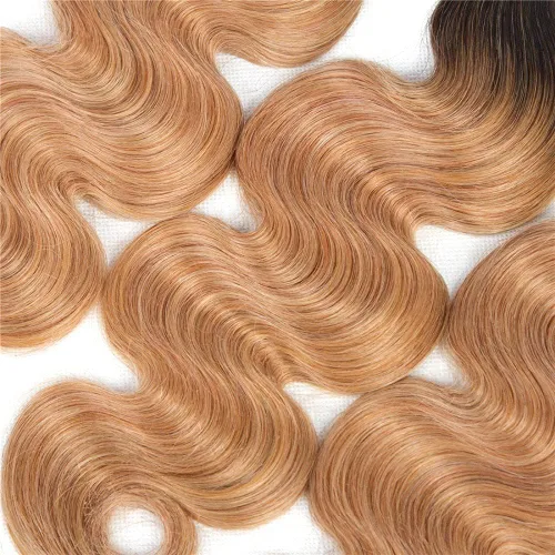 Vista 6 de 300g 1B27 Human Hair Bundles Honey Blonde Bundles Human Hair 10A Brazilian Virgin Remy Hair Extensions 8 10 12 Inch