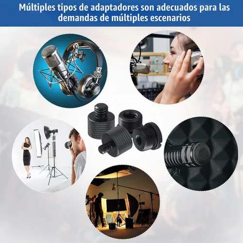 Vista 4 de 8 Piezas de Adaptador de Soporte de Micrófono 5/8 Hembra a 3/8 Macho y 3/8 Hembra a 5/8 Macho, 5/8 Hembra a 1/4 Macho y 1/4 Hembra a 5/8 Macho