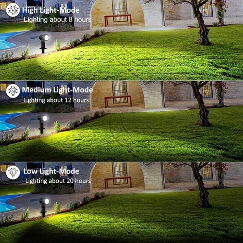 Vista 5 de MEIHUA Focos solares para exteriores 2 en 1, focos solares para paisajes de 2700 K/4000 K/6500 K, 3 brillos con control remoto, IP66 impermeable
