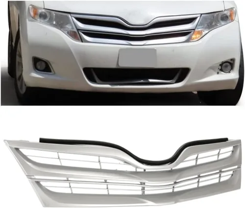 Vista 8 de HECASA Moldura de rejilla delantera compatible con Toyota Venza 2013-2016 de repuesto de moldura de parachoques pintada plateada para TO1044113