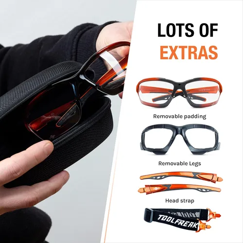 Vista 6 de ToolFreak Recka - Conjunto de gafas y gafas de seguridad, clasificado según ANSI z87.1-2015, accesorios incluidos
