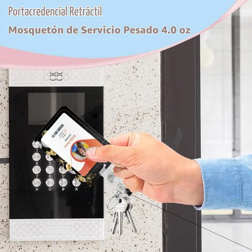Vista 3 de Soporte para tarjetas de identificación con cordón, soporte retráctil para tarjetas de identificación, correa desmontable para el cuello con carrete