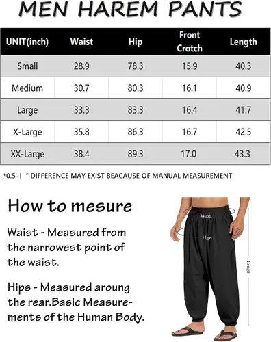 Vista 6 de COOFANDY Pantalones harén de algodón para hombre, casuales, holgados, de lino, hippie