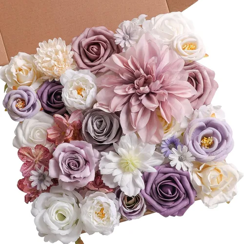 Vista 25 de Serra Flora Caja Combo de Flores Artificiales para Ramos de Boda DIY, Centros de Mesa, Arreglos, Despedida de Soltera, Fiesta, Decoraciones