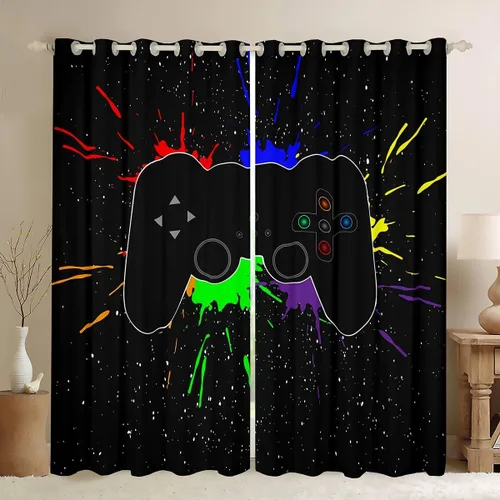 Vista 16 de Erosebridal Cortinas de baloncesto de béisbol, fútbol, rugby, tratamiento de ventanas para niños, niñas, adolescentes, con temática de deportes