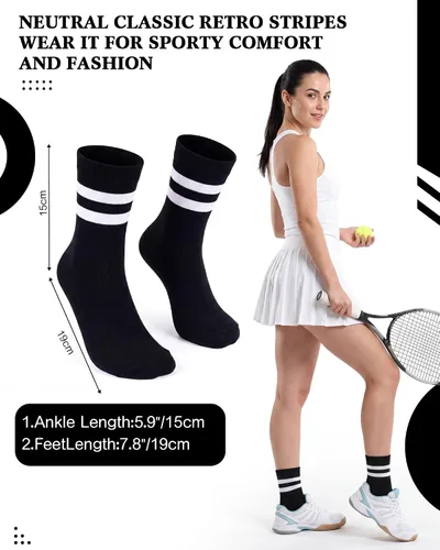 Vista 3 de Syhood Crew Stripe Socks Unisex Athletic Socks