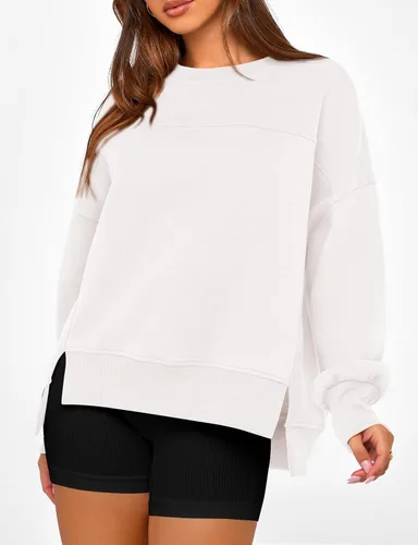 Vista 4 de BTFBM Sudaderas de cuello redondo para mujer Blanco