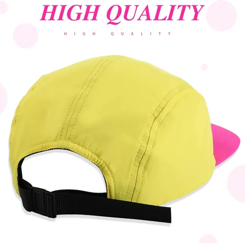 Vista 4 de Cindeer 80s 90s Neon Hat Nylon Cap Retro Adjustable Cap for Women Men 80s Costumes Accessories 90s Theme Party