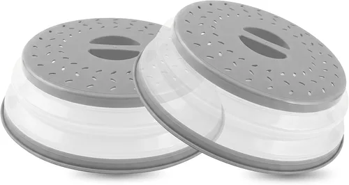 Vista 8 de Paquete de 1 fundas plegables para microondas, cubierta para salpicaduras de microondas para alimentos, diseño que ahorra espacio (10.5 pulgadas)