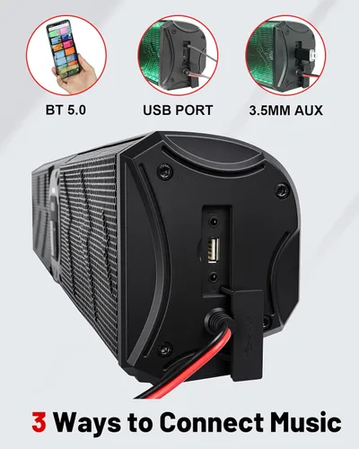 Vista 7 de StarknightMT Barra de sonido UTV de 26 pulgadas, TWS, altavoz Bluetooth, barra de sonido para carrito de golf, barra de sonido SxS impermeable