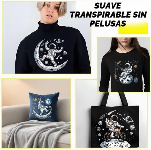 Vista 6 de SUPERDANT Juego de 4 calcomanías de plástico termotransferibles de astronauta, aviación, planeta, termotransferibles, para ropa, para camisetas