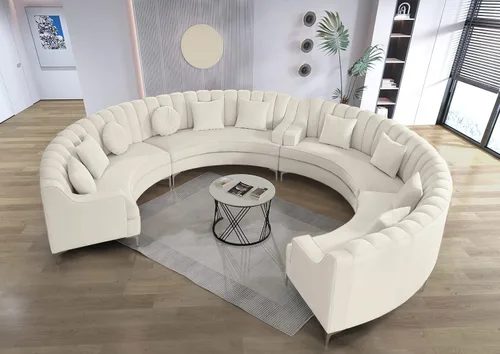 Vista 12 de Legend Vansen L - Sofá de terciopelo semicírculo de 141.34 pulgadas, sofá modular curvado de gran tamaño para sala de estar, oficina, apartamento