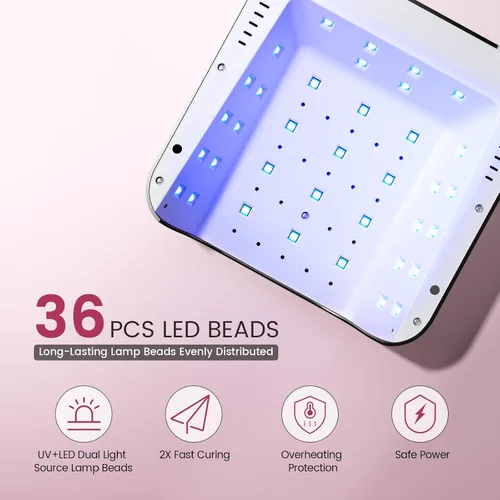 Vista 3 de Lavinda Luz UV para Uñas de Gel, Lámpara de Uñas UV LED Profesional 2X Más Rápida Curado Secador de Uñas Luz de Uñas Compatible con Todos los Tipos