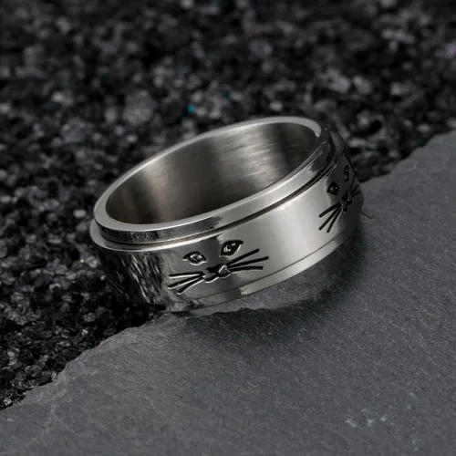 Vista 6 de ALEXTINA Anillo giratorio de acero inoxidable para hombre y mujer, 0.315in