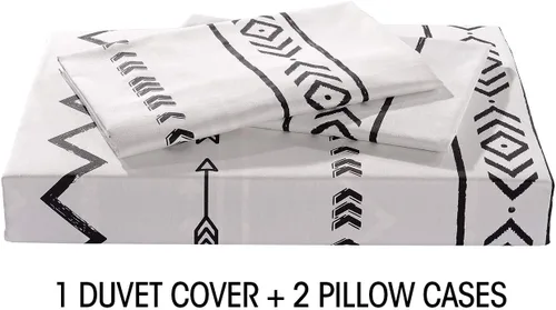 Vista 6 de JUCFHY - Juego de 1 funda de edredón y 2 fundas de almohada, tamaño king, algodón, 600 hilos, 3 piezas, reversible, cierre de cremallera, estampado