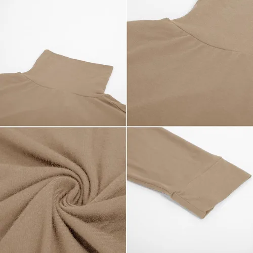 Vista 7 de Hanna Nikole Camisas de manga larga con cuello alto para mujer, talla grande, capa base elástica ajustada