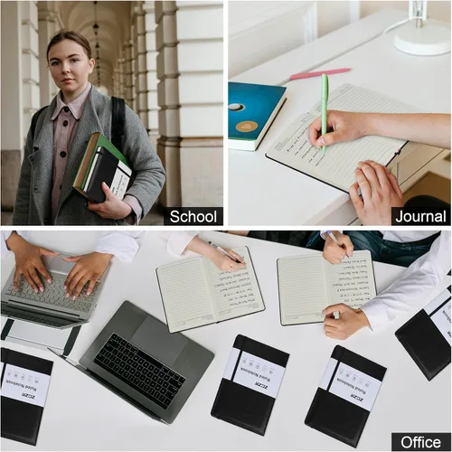 Vista 7 de ZCZN Cuadernos de Diario Forrados para Trabajo, 14x21 cm, 192 Páginas, Cuadernos de Cuero de Tapa Dura A5 para Escritura, Diario y Viaje, Cuadernos