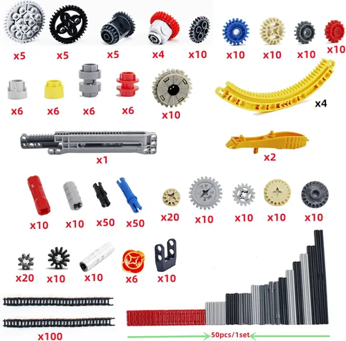 Vista 2 de 496 piezas técnicas piezas de bloques de construcción engranajes eje pin conector compatible con la marca principal juguete técnica leva engranajes