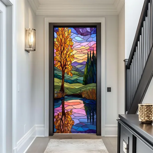 Vista 16 de Calcomanías para puerta, 3D y 90, diseño de arcade, visera, VR, aventura, murales, papel tapiz autoadhesivo para puerta, póster para dormitorio