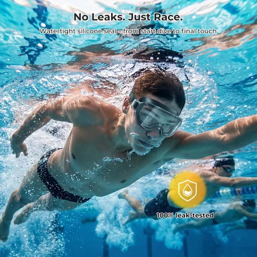 Vista 5 de Aegend Gafas de natación para adultos, paquete de 2 unidades, sin marco, 180°, visión amplia, antiniebla, UV, a la moda, para hombres y mujeres