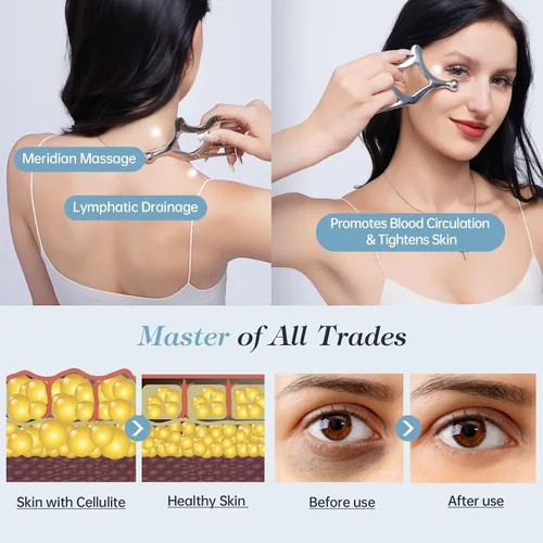 Vista 6 de Herramientas faciales del masaje del Gua Sha del metal, peine del masaje del cuero cabelludo para la cabeza Hollow Handle & Massage Heads Deeply