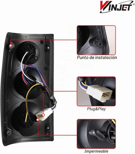 Vista 3 de Ensemble de luces traseras Winjet para camioneta Toyota Pickup 1989 1990 1991 1992 1993 1994 1995, lámparas traseras funcionales de repuesto