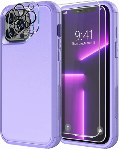 Vista 10 de Diverbox Funda diseñada para iPhone 13 Pro con protector de pantalla para lente de cámara, resistente a los golpes, resistente a los golpes
