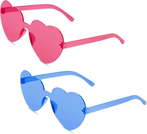 Vista 9 de Heart Shaped Sunglasses for Women Transparent Candy Rimless Sunglasses Fashion Heart Shaped Glasses for Party Favor