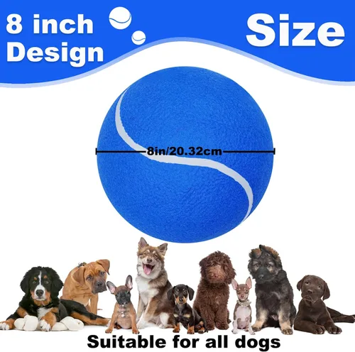 Vista 2 de Banfeng Pelota de tenis gigante para perros de 8 pulgadas, juguetes grandes para mascotas, pelota deportiva al aire libre, juguete interactivo