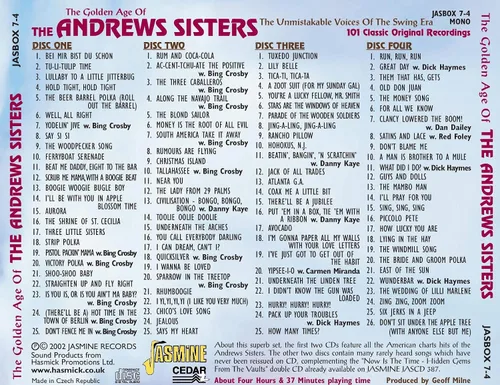 Vista 2 de The Golden Age Of The Andrews Sisters - The Unmistakable Voices Of The Swing Era - 101 Classic Original Recordings ORIGINAL RECORDINGS REMASTERED SET