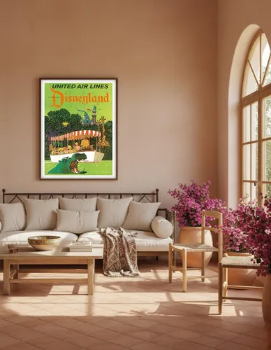 Vista 5 de California - Jungle Cruise Hippo - United Air Lines - Póster vintage de viaje de aerolínea por Stan Galli c.1960s - Impresión artística maestra