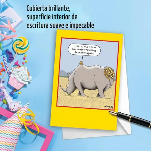 Vista 3 de NobleWorks Divertida tarjeta de papel de cumpleaños con sobre de 5 x 7 pulgadas (1 tarjeta) Bday First-Class Birds C3347BDG-UA