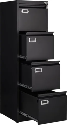 Vista 18 de Archivador móvil con cerradura, 2 cajones, pequeño gabinete rodante para oficina en casa, legal/carta/A4 (negro)