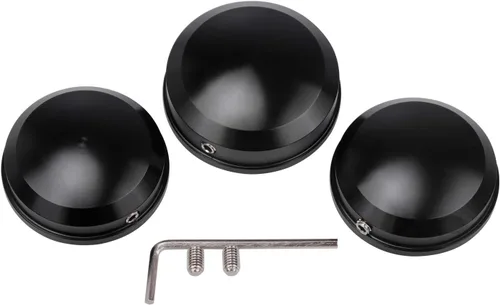 Vista 2 de 3 piezas CNC aluminio superior horquilla tuerca tapas para Harley Dyna Softail Sportster, negro