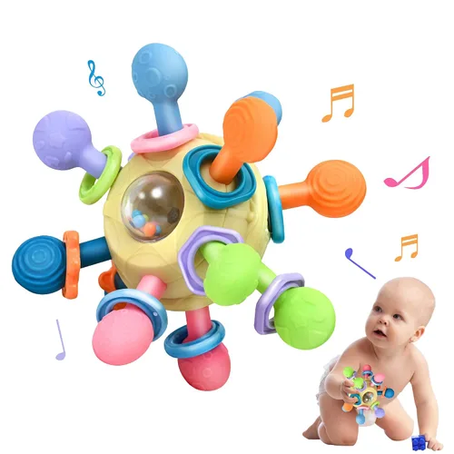 Vista 9 de Juguetes de dentición Montessori para bebés de 0-6 y 6-12 meses mordedores para bebés juguetes sensoriales para bebés de 0 3 6 9 12 18 meses